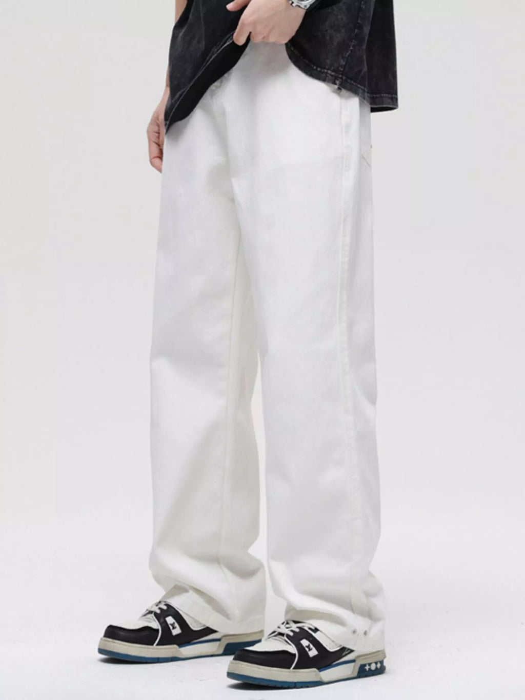 Men's Full Size Washed Wide Leg Jeans Plus Size
