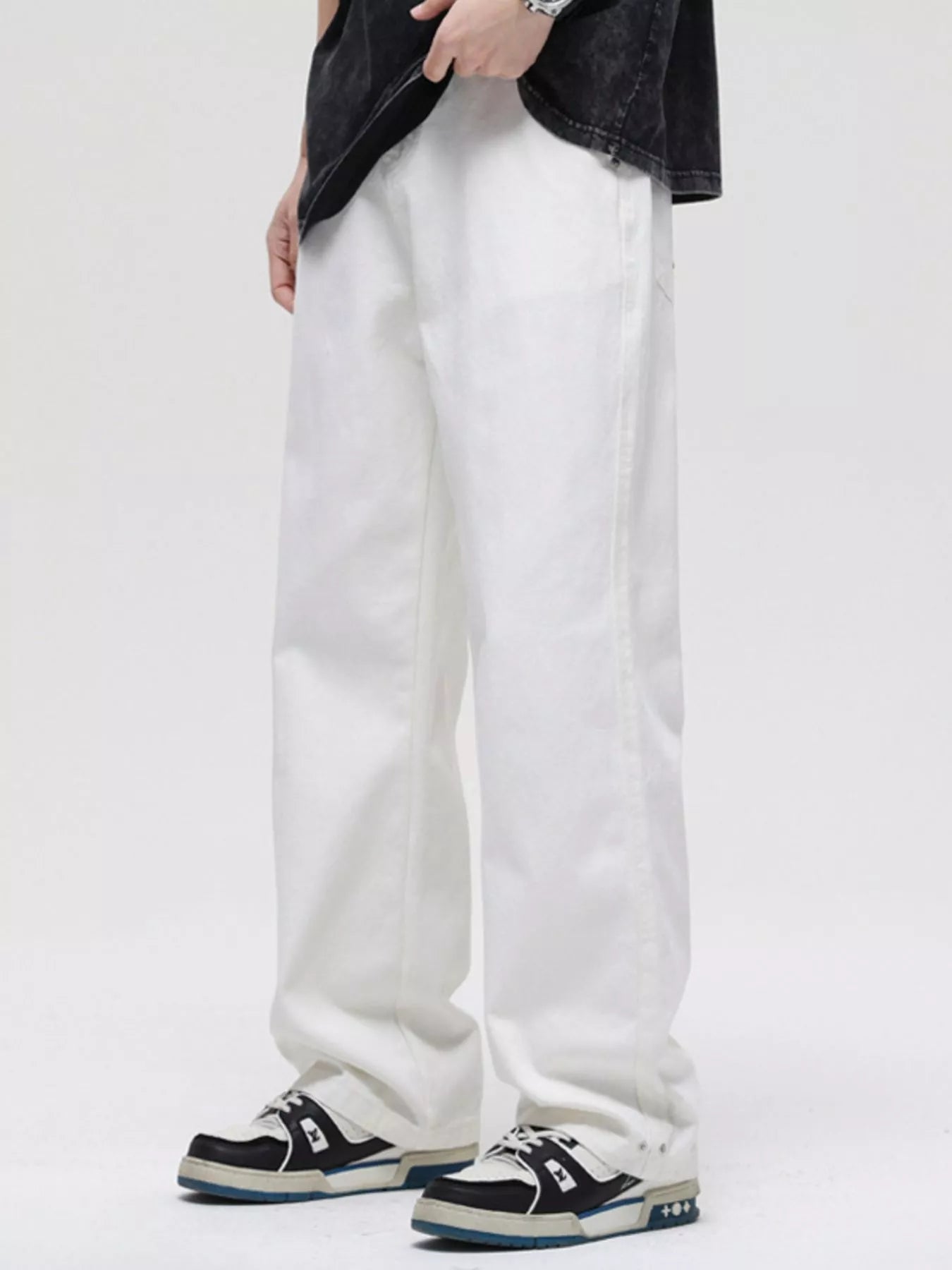 Men's Full Size Washed Wide Leg Jeans Plus Size