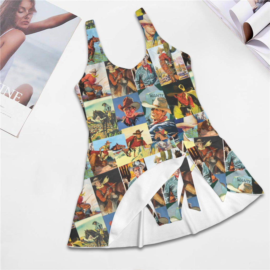 Baha Ranch Vintage Cowboy Skirted Swimsuit