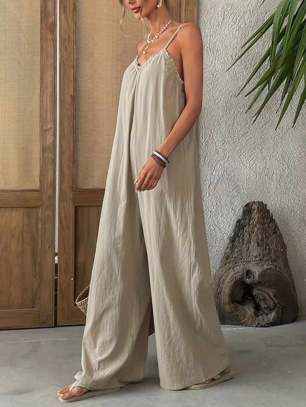 Sleeveless Wide Leg Casual Jumpsuit