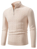 Men's Plus Size Quarter Zip Long Sleeve Sweater