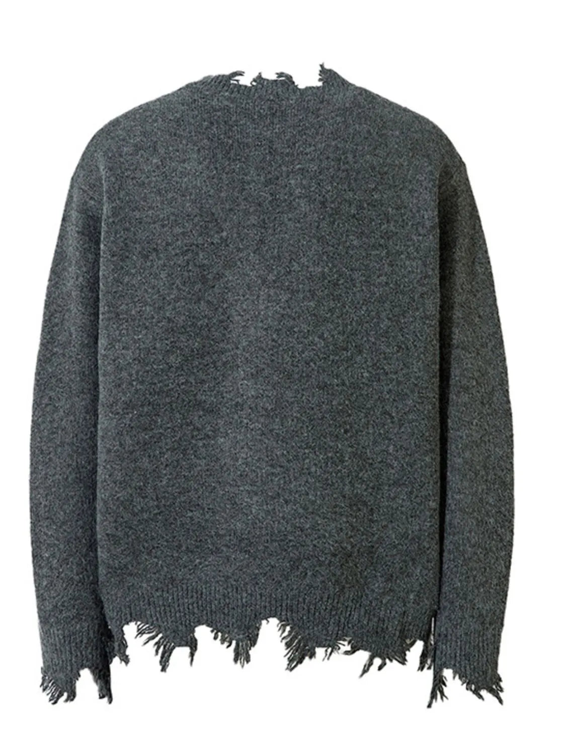 Men's Frayed Hem Quarter Zip Sweater