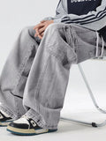 Men's Full Size Wash Wide Leg Cargo Jeans Plus Size