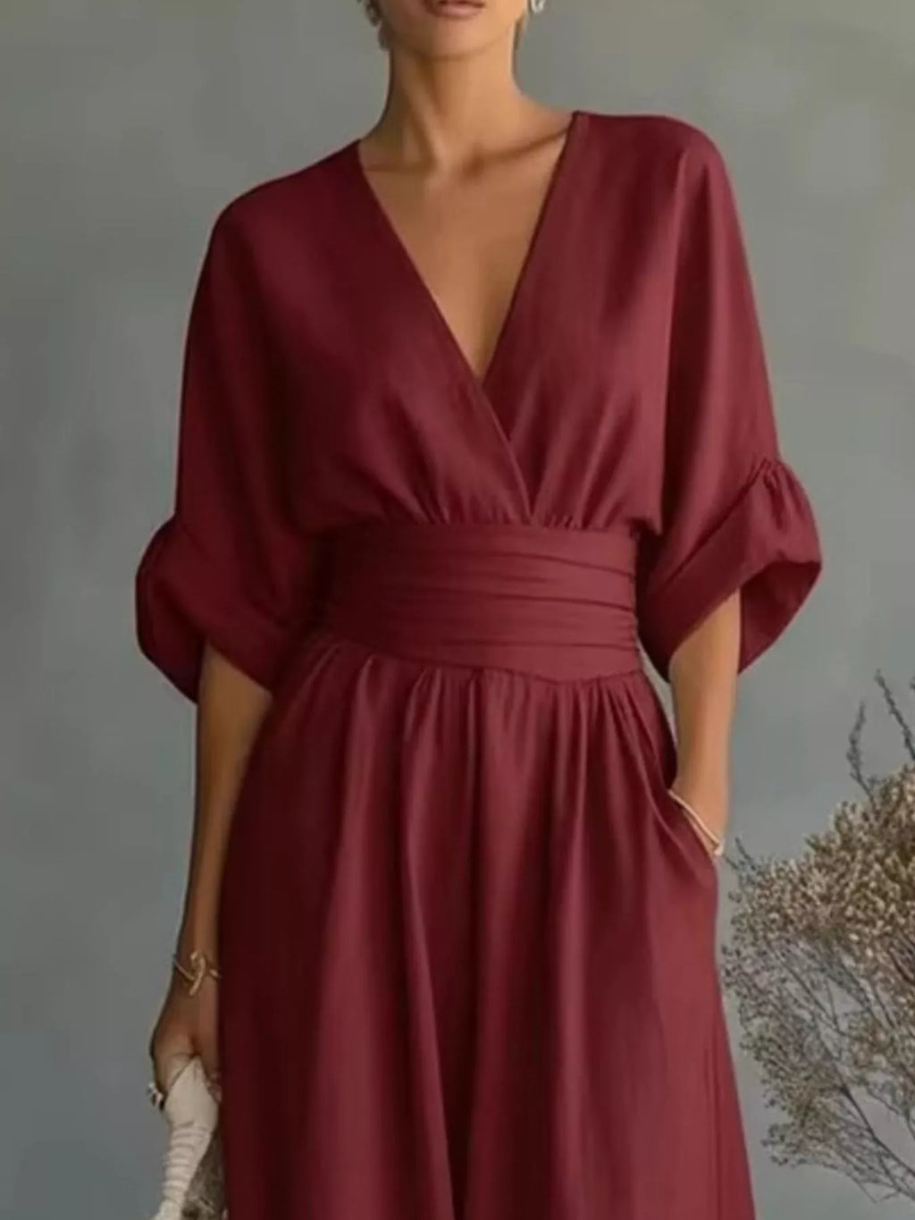 Full Size Half Sleeve Wide Leg Jumpsuit Plus Size