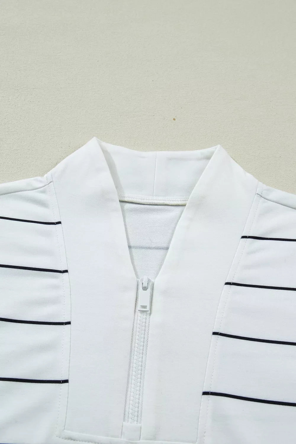 Stripe Color Block Zip V Neck Sleeveless Top