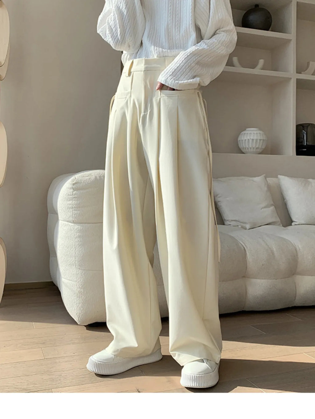 Men's Full Size Wide Leg Pleated Casual Pants Plus Size