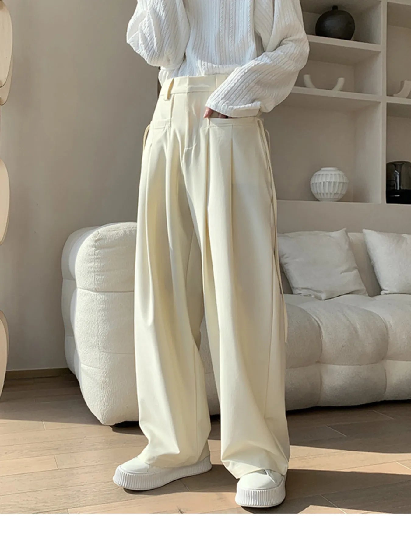 Men's Full Size Wide Leg Pleated Casual Pants Plus Size