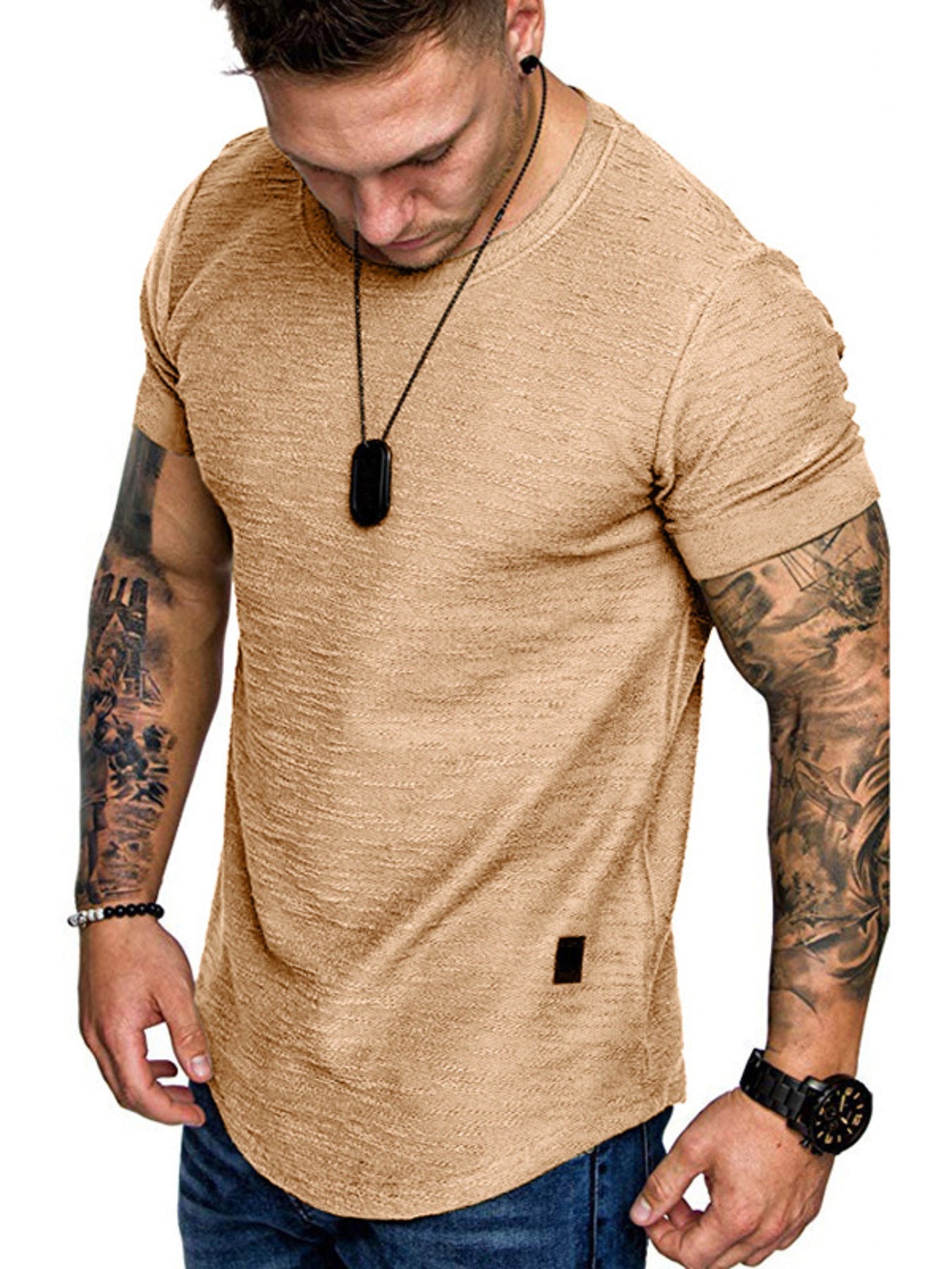 Men's Round Neck Slim Fit Casual T-Shirt