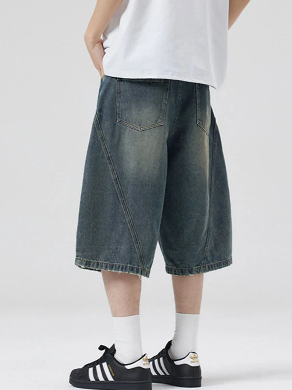 Men's Vintage Washed Denim Bermuda Shorts