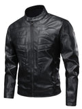 Men's Full Size Leather Zip Up Jacket Plus Size