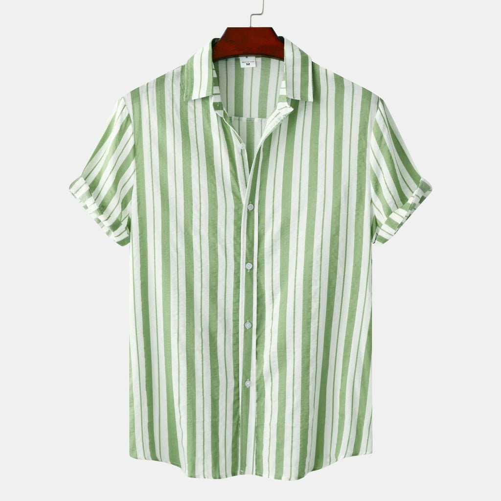 Men's Plus Size Striped Short Sleeve Shirt