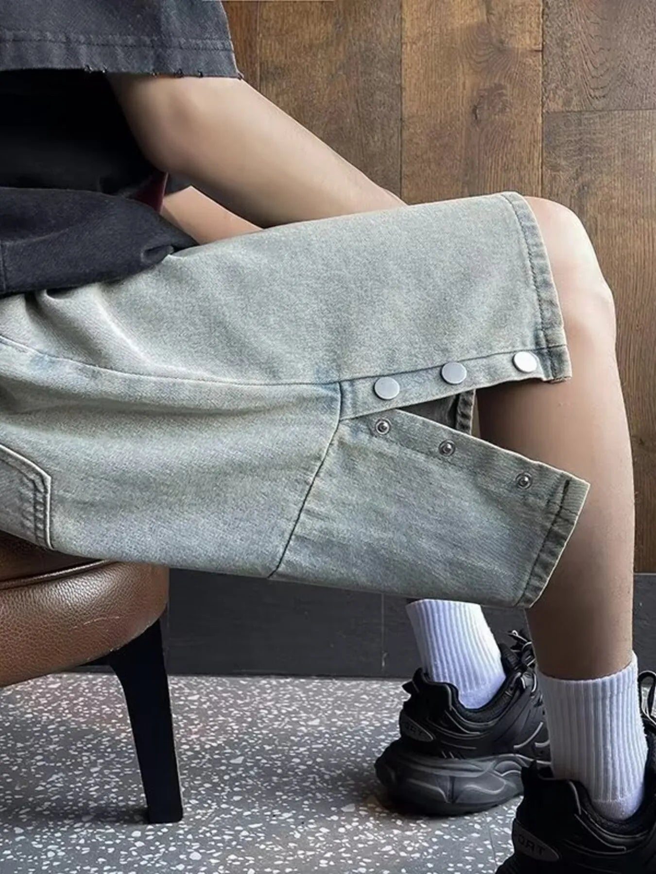 Men's Plus Size Loose Fit Wash Denim Shorts