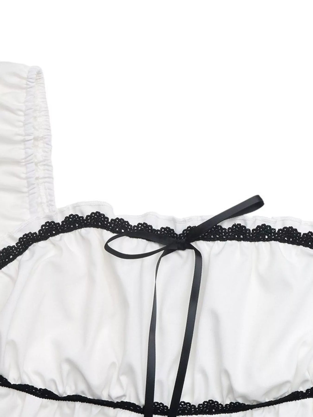 Lace Trim Bowknot Short Sleeve Blouse