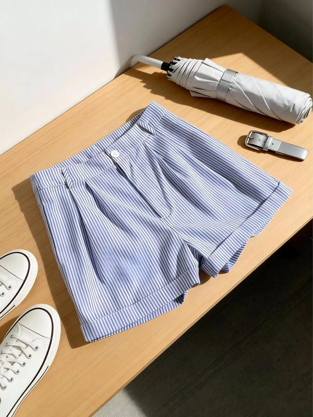 Striped Rolled Hem Shorts