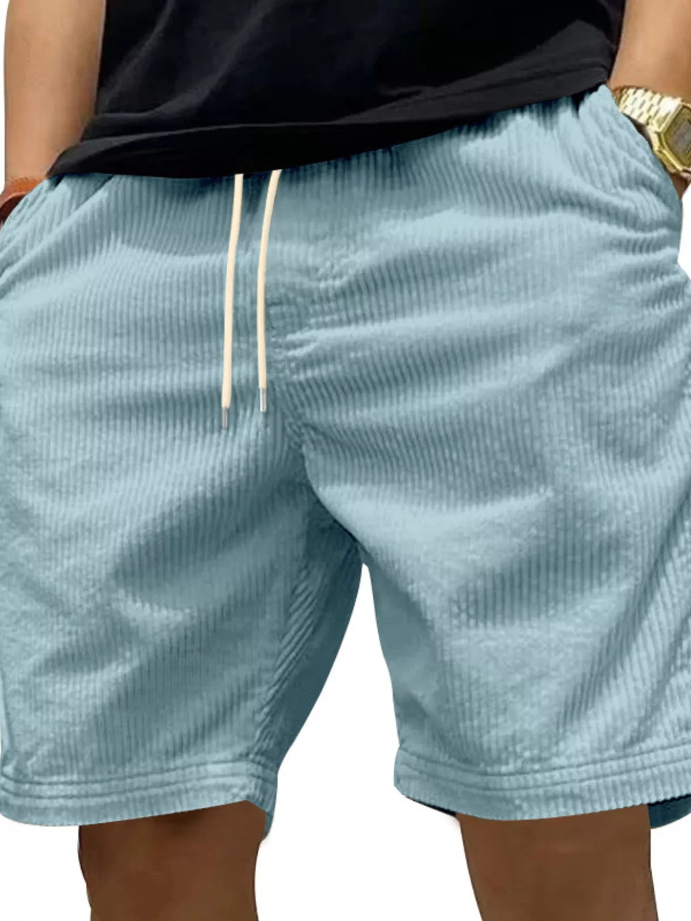 Men's Full Size Casual Corduroy Drawstring Shorts Plus Size