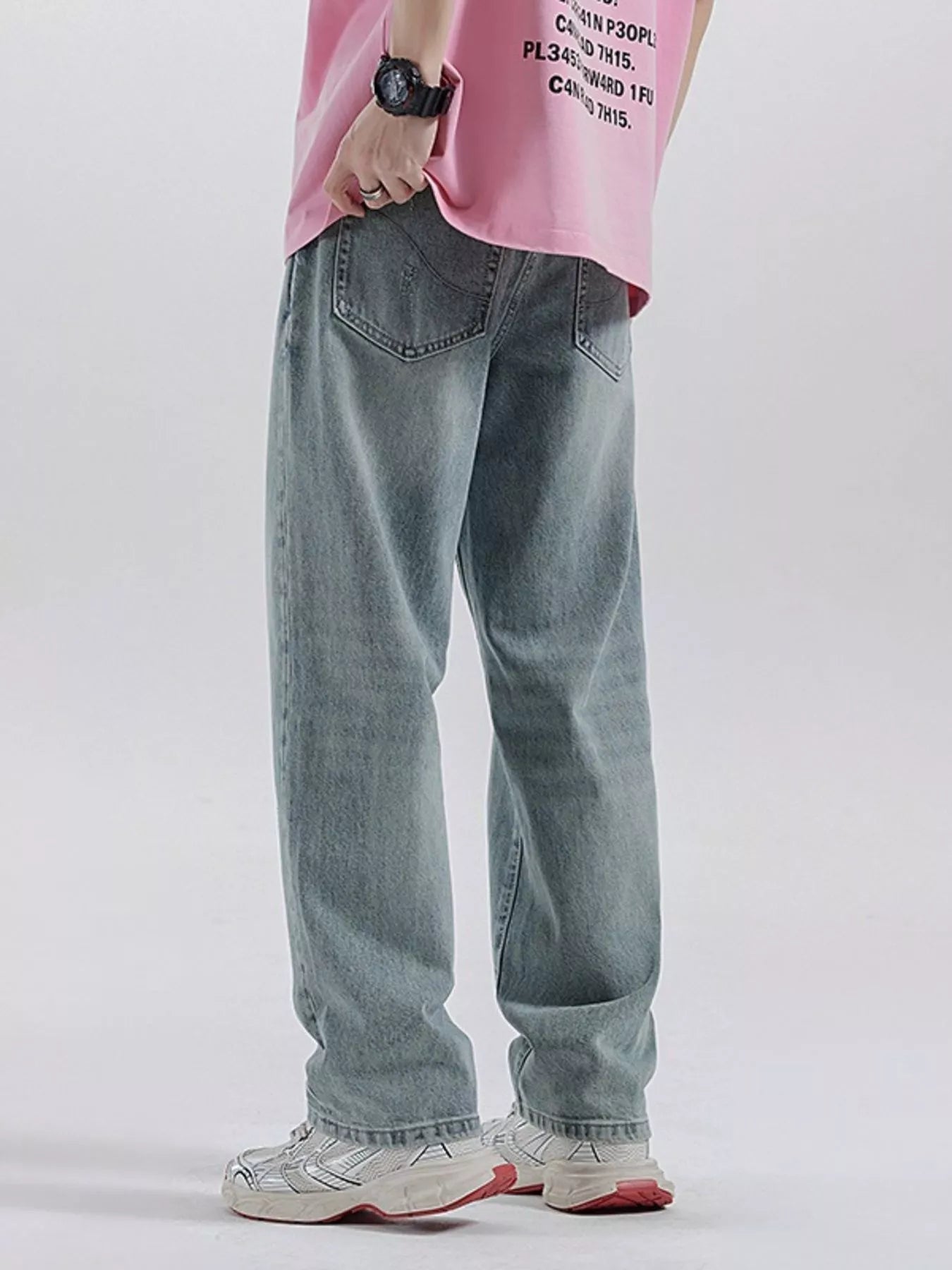 Men's Distressed Wide Leg Jeans