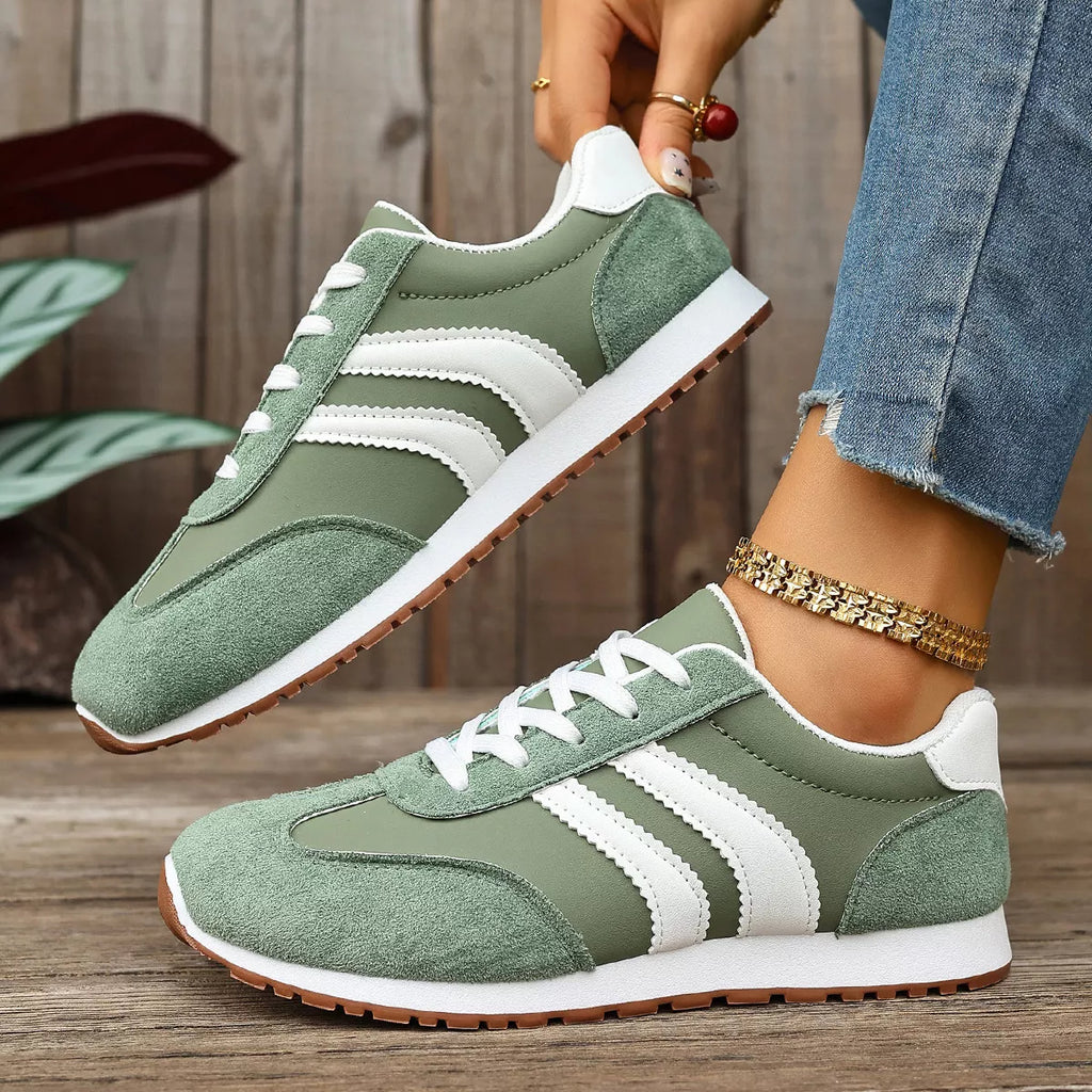 Striped Lace-Up Casual Sneakers