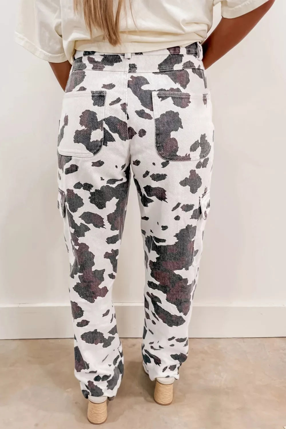 Cow Spots Printed Multi Pocketed Jeans