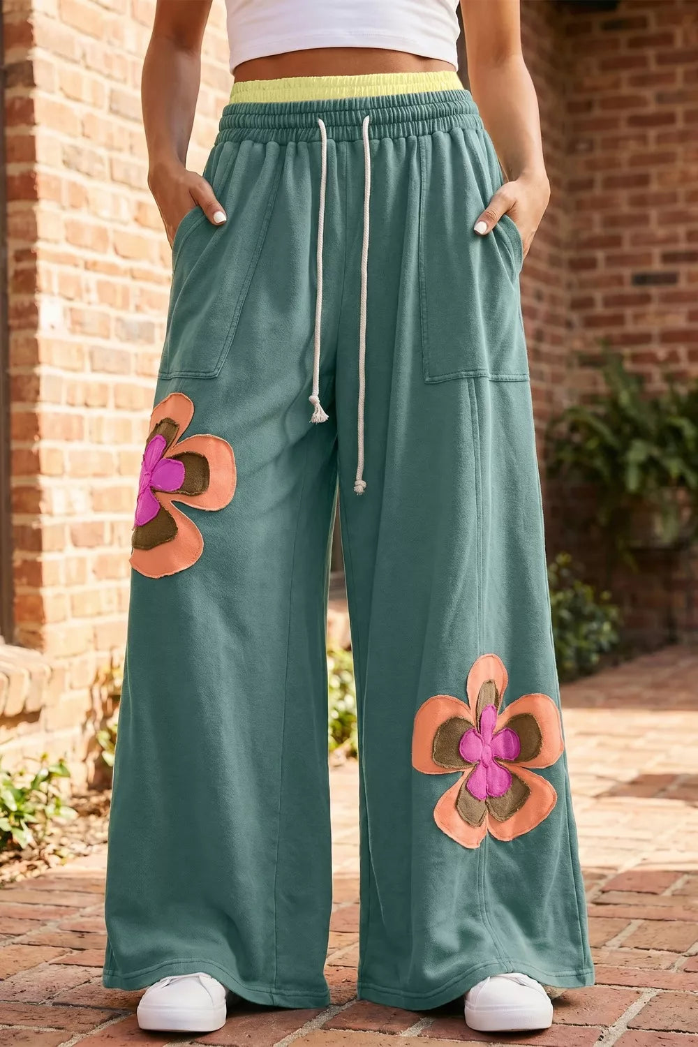 Floral Patchwork Wide Leg Pants