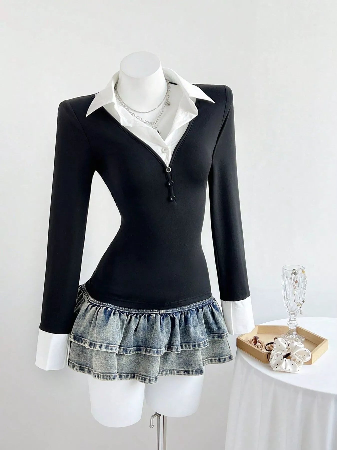 Long Sleeve Polo Collar Slim Fit T-Shirt