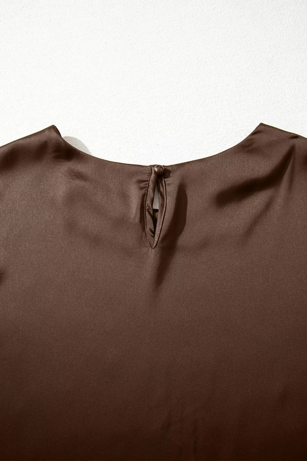 Asymmetric Lace Trim Short Sleeve Satin Top