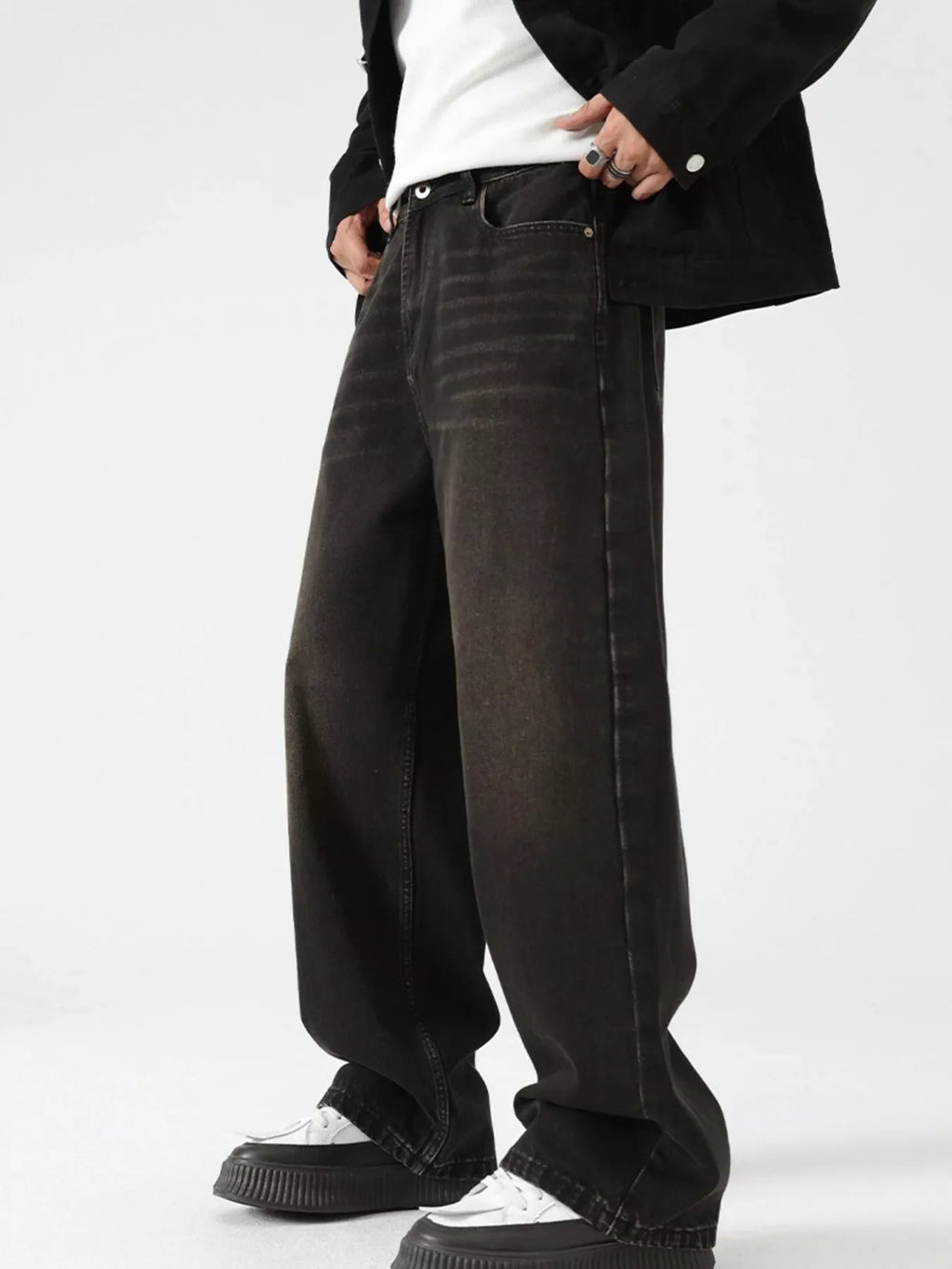 Men's Wash Wide Leg Jeans