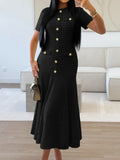 Textured Knit Short Sleeve Dress