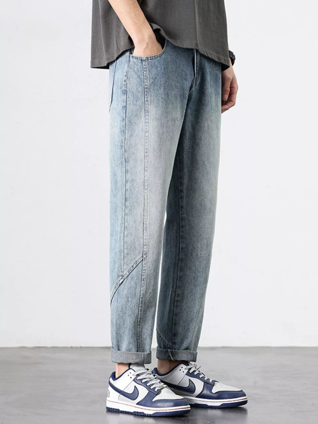 Men's Washed Wide Leg Jeans