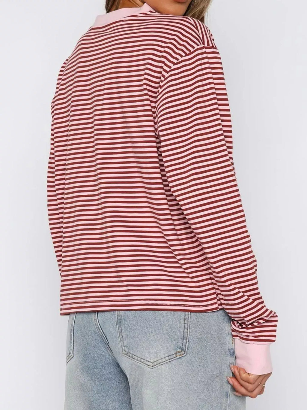 Striped Oversized Round Neck Sweatshirt