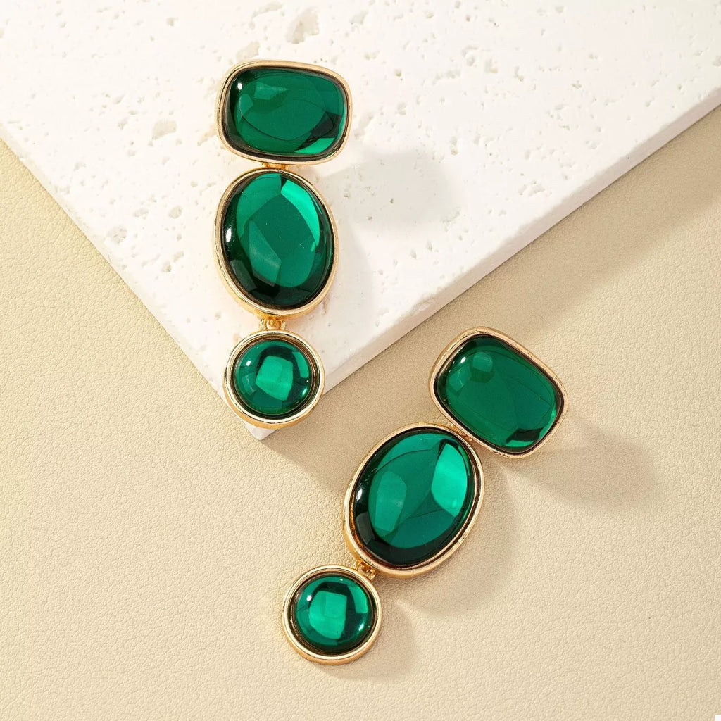 18K Gold-Plated Alloy Resin Drop Earrings