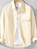 Men's Plus Size Casual Button-Down Shirt with Chest Pocket