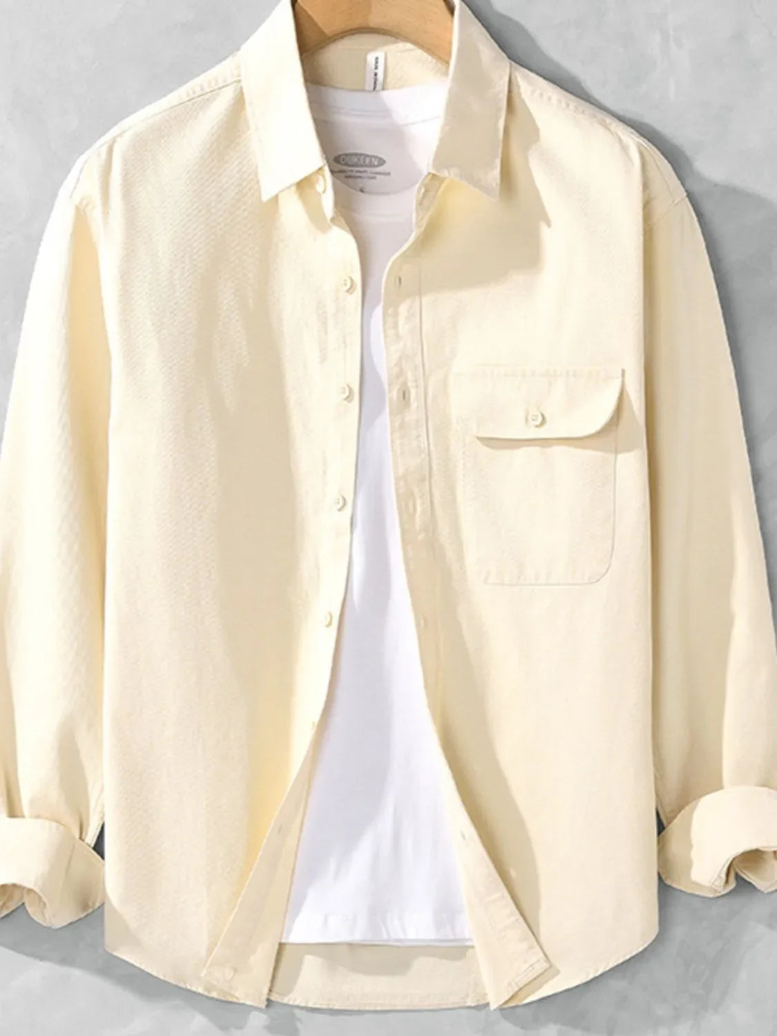 Men's Plus Size Casual Button-Down Shirt with Chest Pocket
