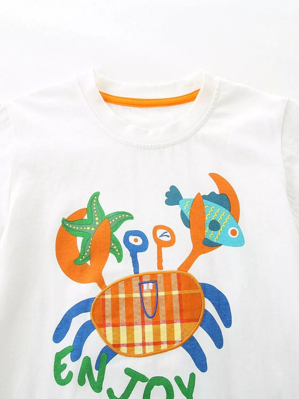 Children's Crab Graphic Tee & Plaid Shorts Set