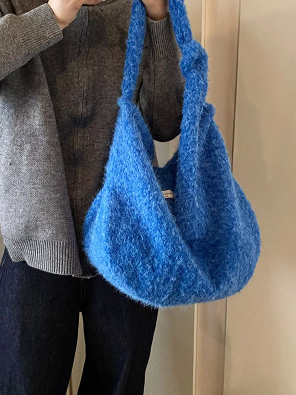 Fuzzy Solid Color Crossbody Bag