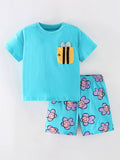Children's Round Neck Top and Shorts Set