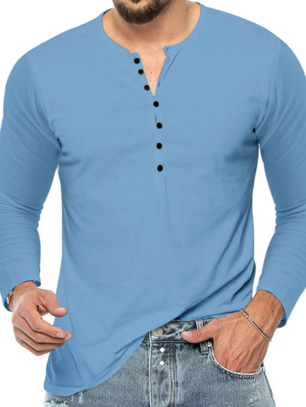 Men's Plus Size Button Detail Short Sleeve T-Shirt