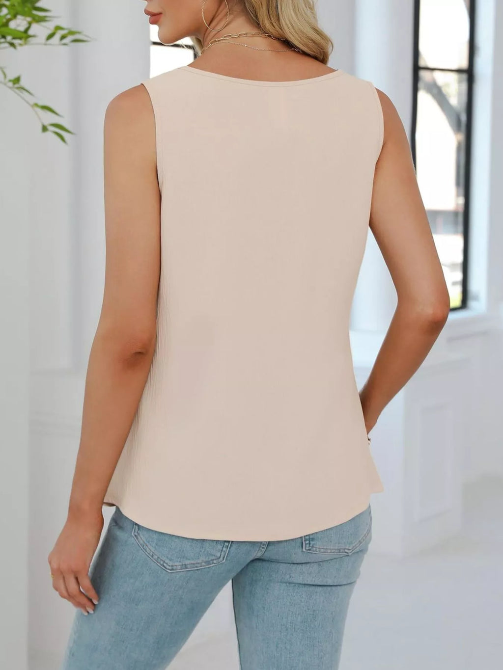 V-Neck Pleated Tank
