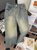 Men's Plus Size Vintage Wash Straight Leg Jeans