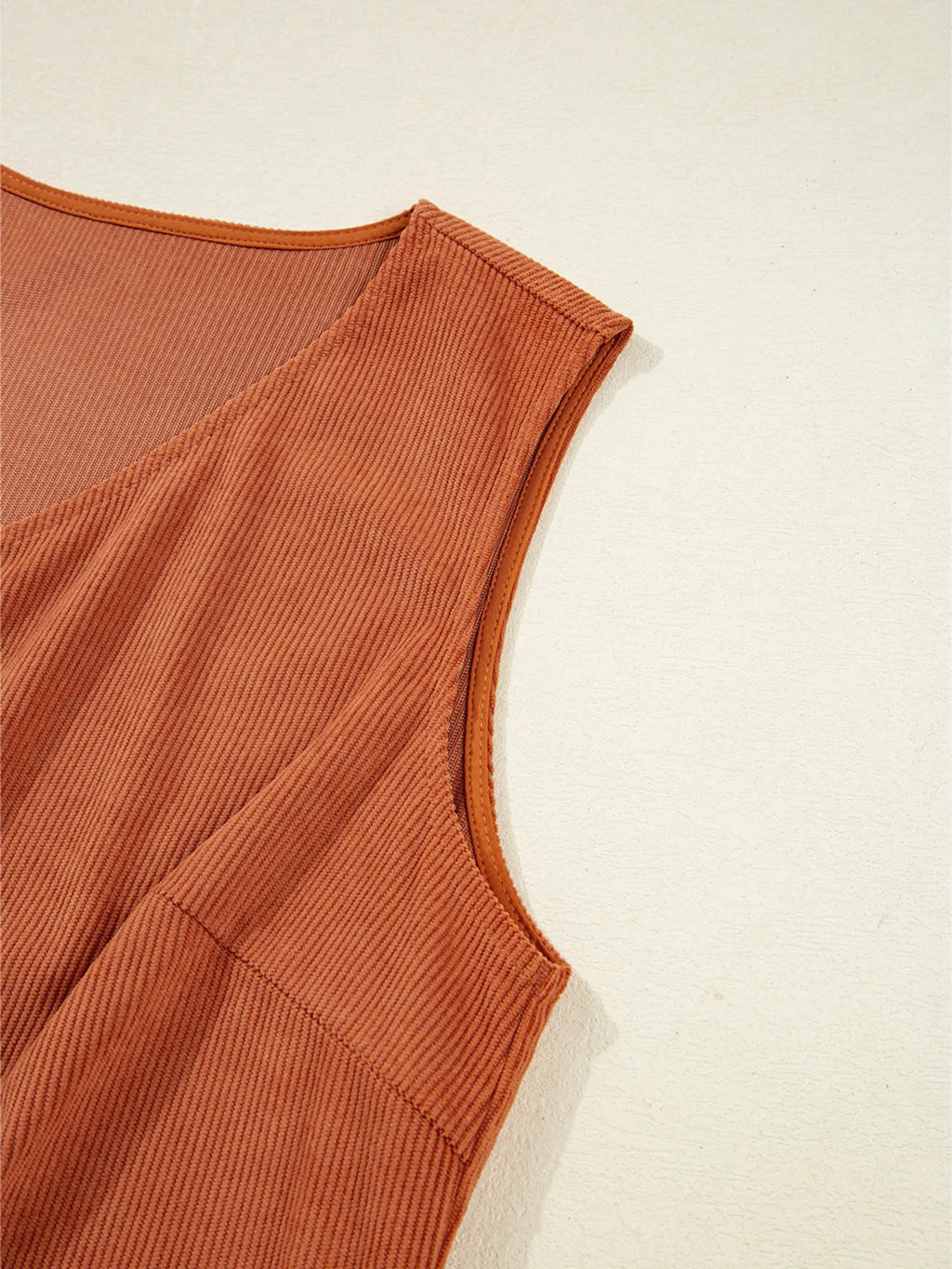 Corduroy Western Embroidered Patched Pocket Shift Sleeveless Mini Dress