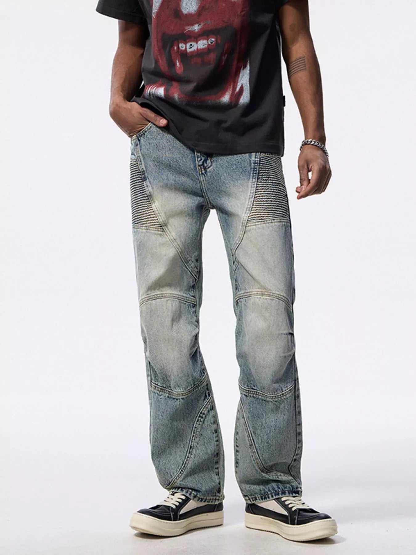 Men's Washed Wide Leg Jeans