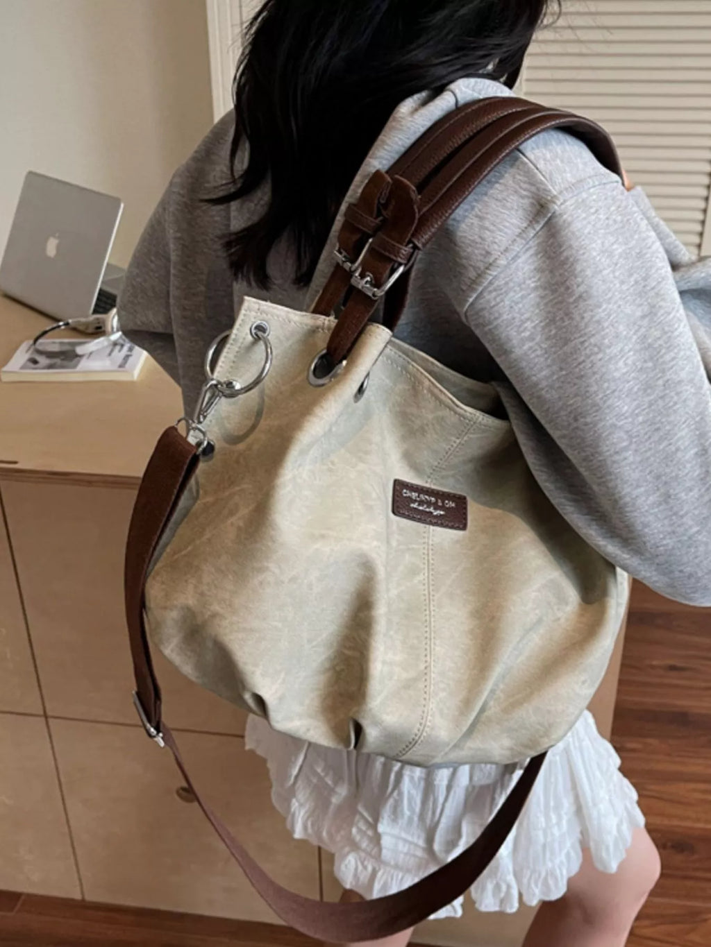 Vintage Adjustable Strap Crossbody Bag