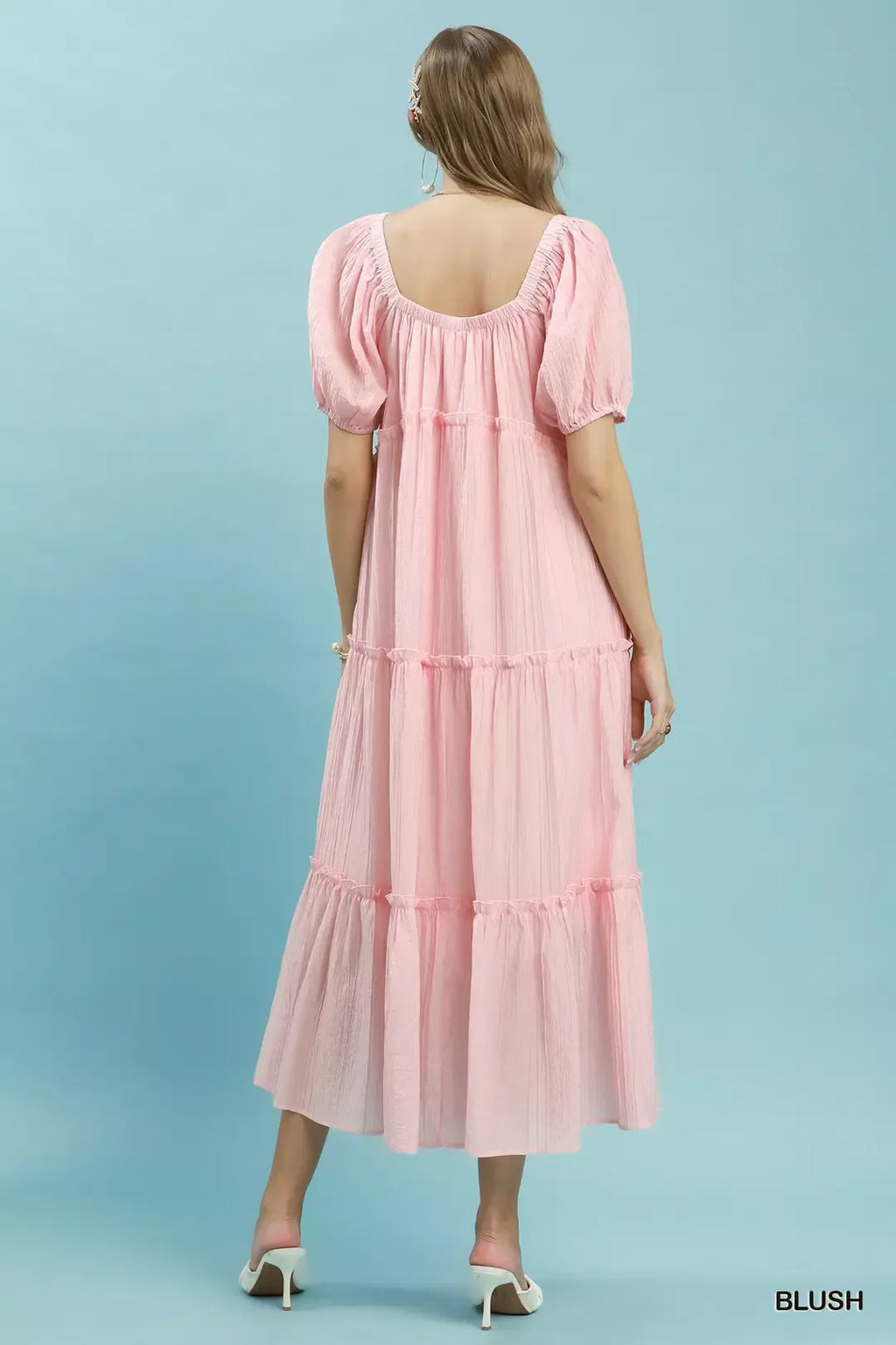 Umgee Textured Tiered Midi Dress