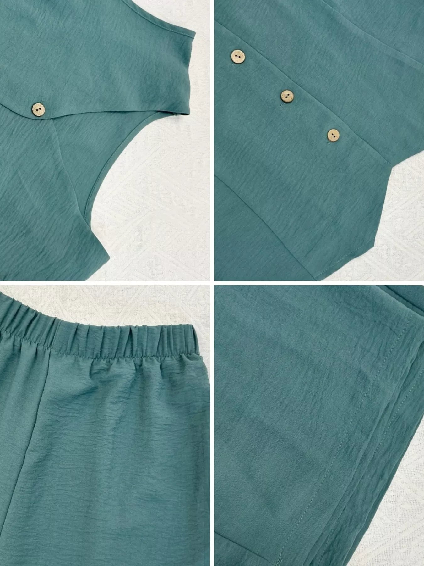 Button-Down Vest & Wide Leg Pants Set
