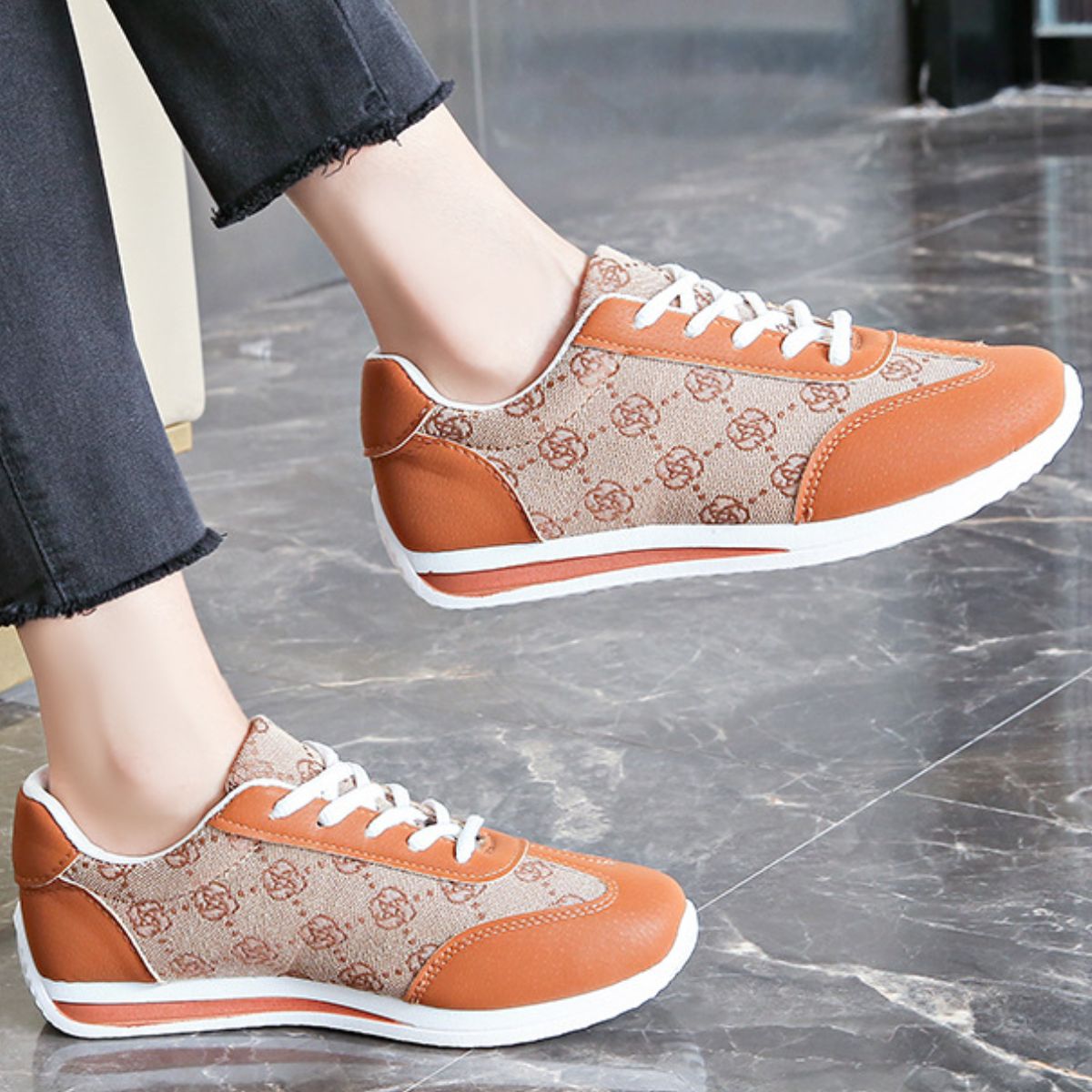 Round Toe Lace Up Sneakers