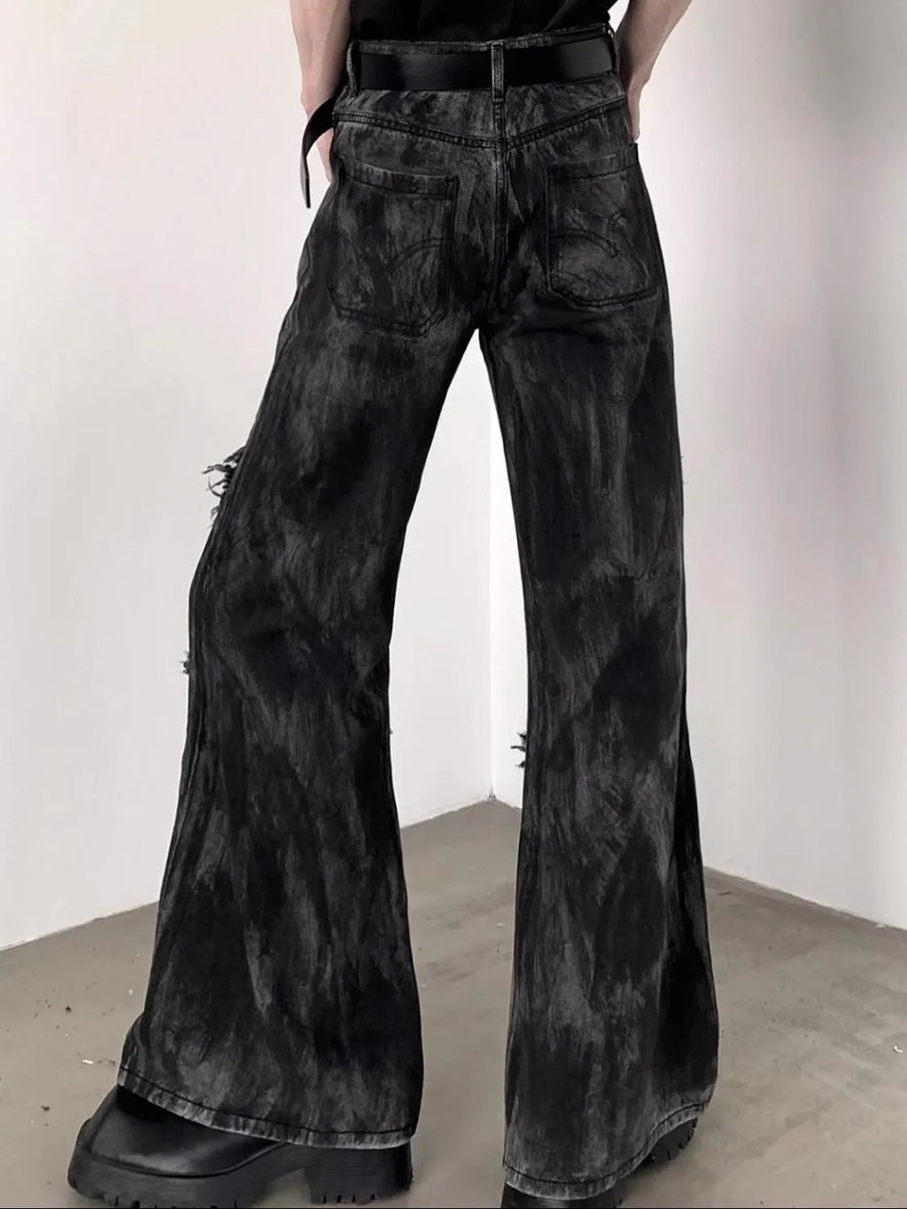 Men's Plus Size Raw Hem Flare Jeans