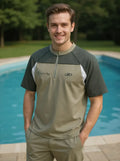 Men's Quarter-Zip Color Block T-Shirt