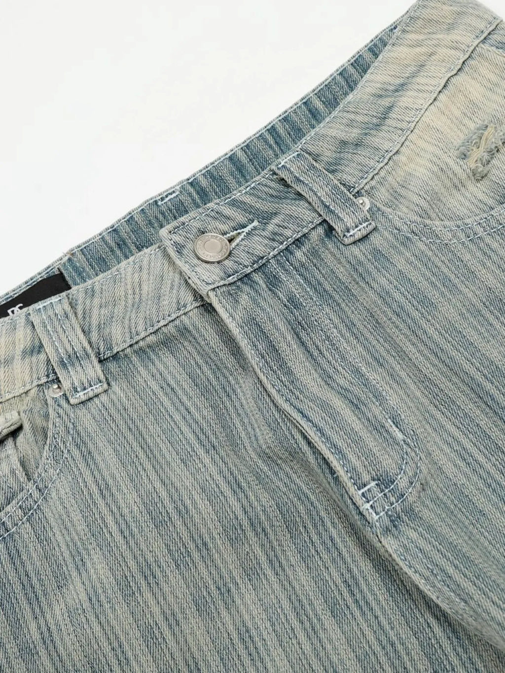 Men's Washed Pinstripe Wide Leg Jeans