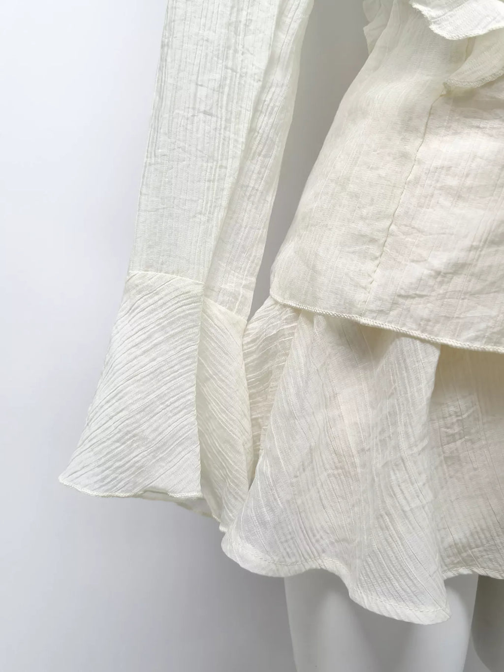 Ruffle Trimmed Blouse and Skirt Set