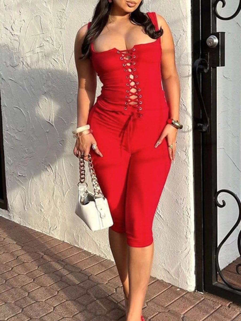 Lace-Up Tank and Capris Set