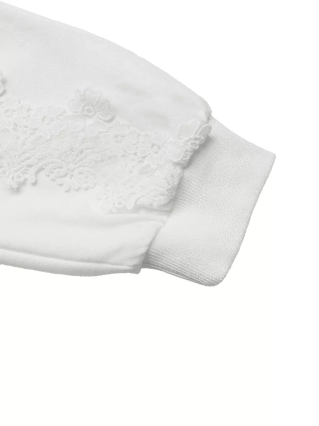 Lace Detail Long Sleeve Drawstring Hoodie